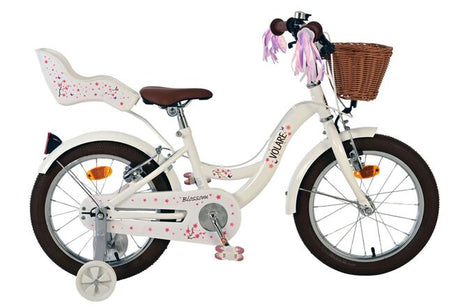 Volare blossom børnecykel - piger - 16 tommer - hvid - to håndbremser