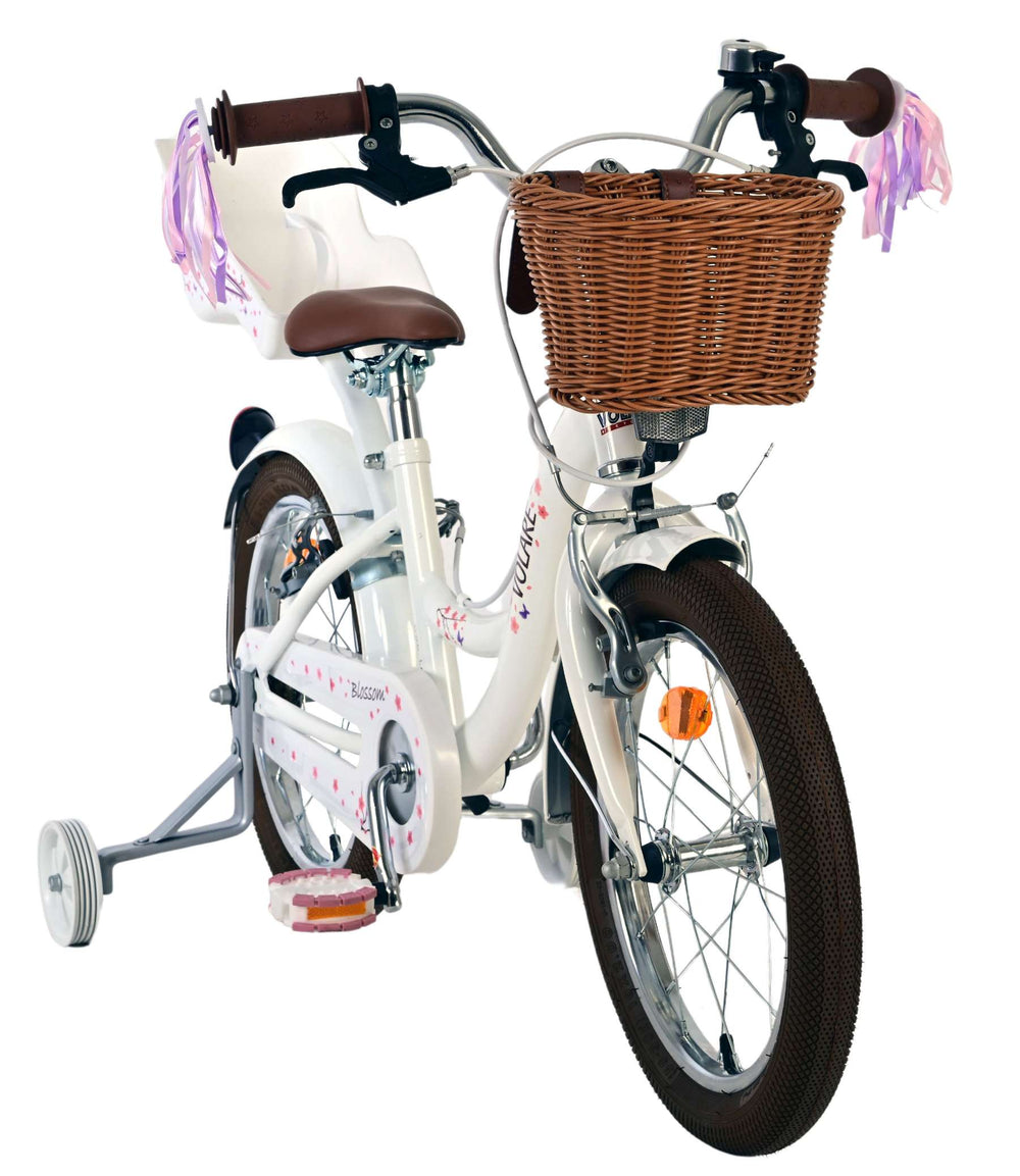 Volare blossom børnecykel - piger - 16 tommer - hvid - to håndbremser