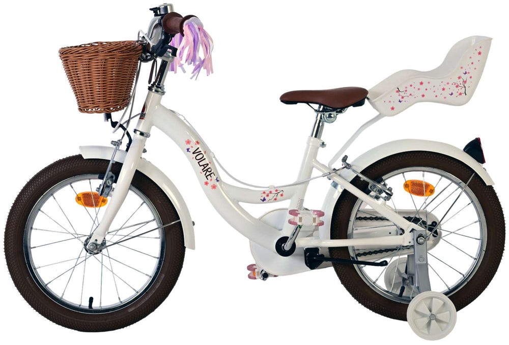 Volare blossom børnecykel - piger - 16 tommer - hvid - to håndbremser
