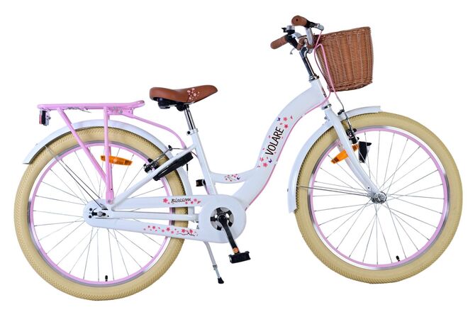 Volare blossom børnecykel - piger - 24 tommer - hvid - to håndbremser