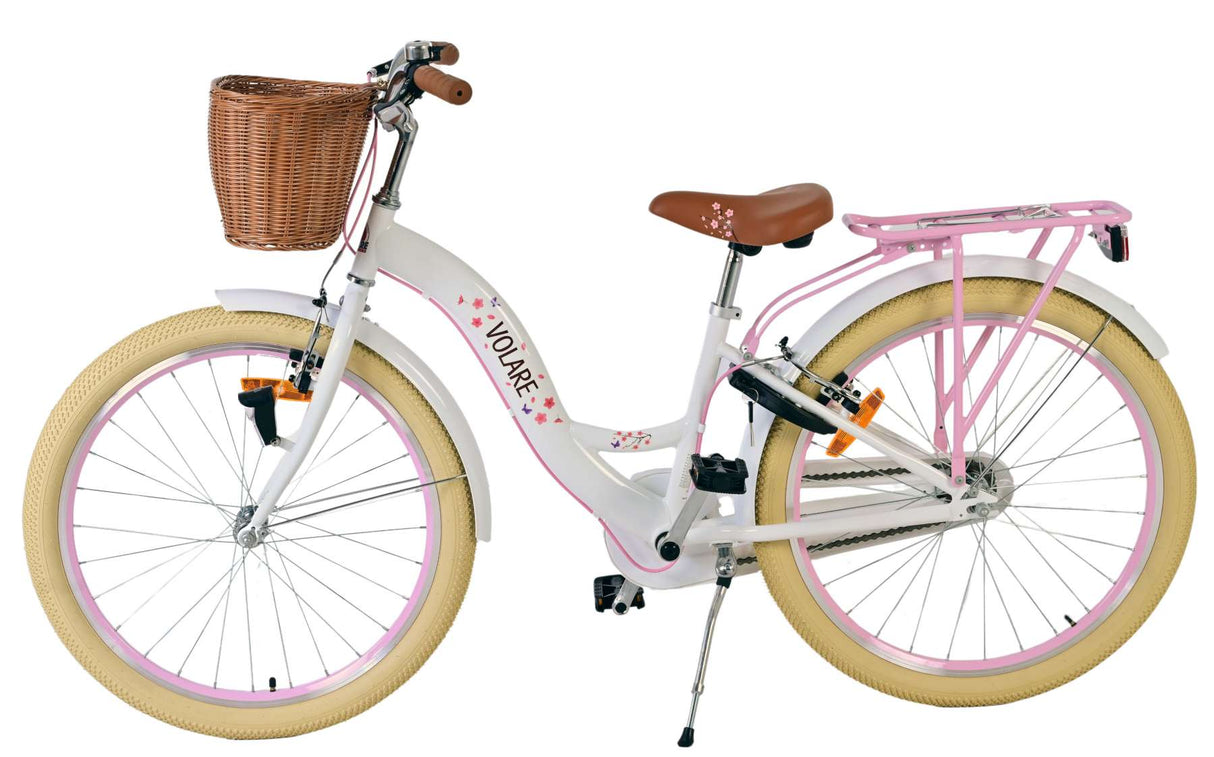 Volare blossom børnecykel - piger - 24 tommer - hvid - to håndbremser