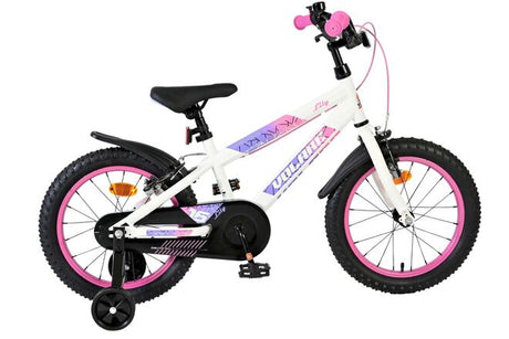Volare lily børnecykel - piger - 16 tommer - hvid pink lilla - to håndbremser