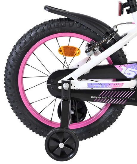 Volare lily børnecykel - piger - 16 tommer - hvid pink lilla - to håndbremser