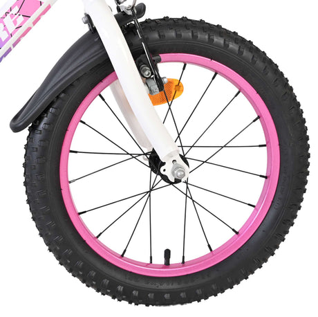 Volare lily børnecykel - piger - 16 tommer - hvid pink lilla - to håndbremser