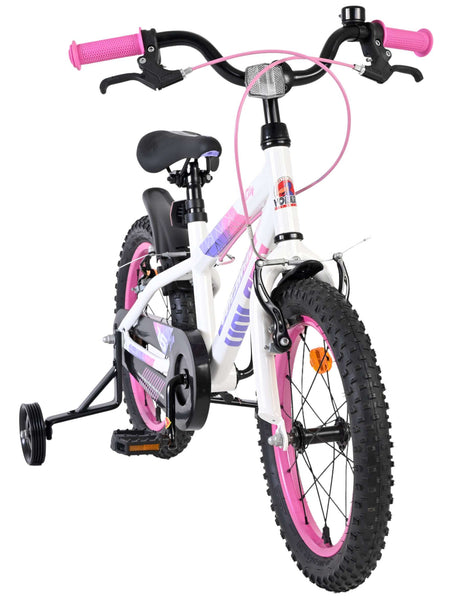 Volare lily børnecykel - piger - 16 tommer - hvid pink lilla - to håndbremser