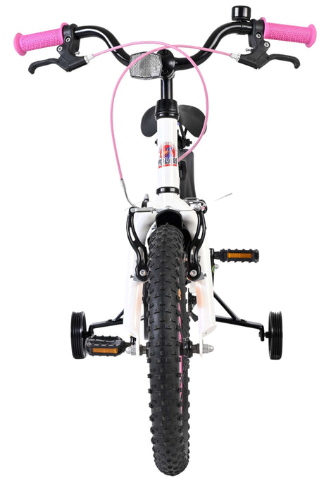 Volare lily børnecykel - piger - 16 tommer - hvid pink lilla - to håndbremser