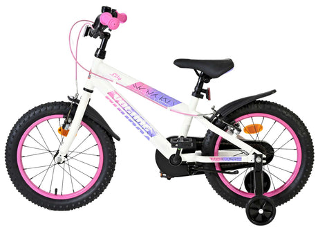 Volare lily børnecykel - piger - 16 tommer - hvid pink lilla - to håndbremser