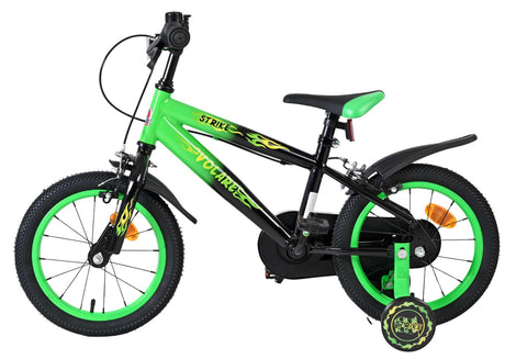 Volare strike kinderfiets - jongens - 14 inch - zwart groen - twee handremmen