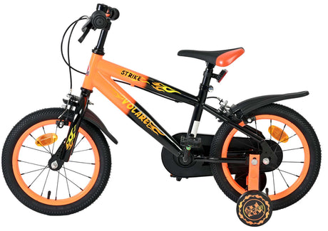 Volare strike kinderfiets - jongens - 14 inch - zwart oranje - twee handremmen
