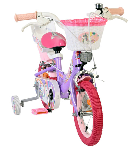 Volare enhjørning børnecykel - piger - 12 tommer - lilla - to håndbremser