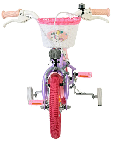 Volare enhjørning børnecykel - piger - 12 tommer - lilla - to håndbremser