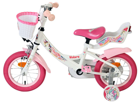 Volare enhjørning børnecykel - piger - 12 tommer - hvid