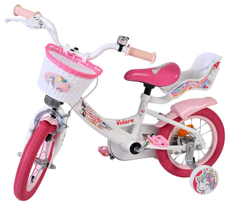 Volare enhjørning børnecykel - piger - 12 tommer - hvid