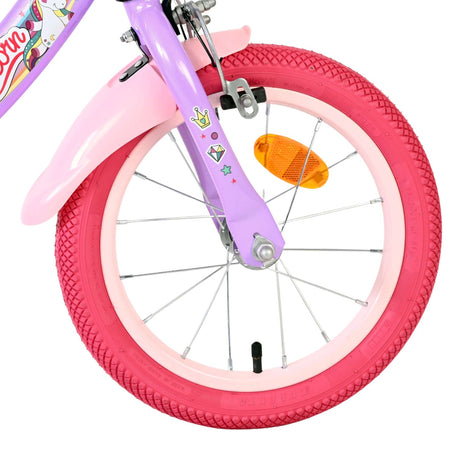 Volare enhjørning børnecykel - piger - 14 tommer - lilla