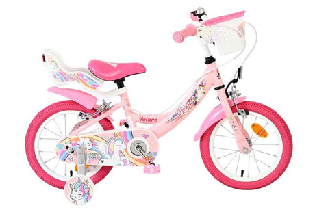 Volare enhjørning børnecykel - piger - 14 tommer - pink - to håndbremser