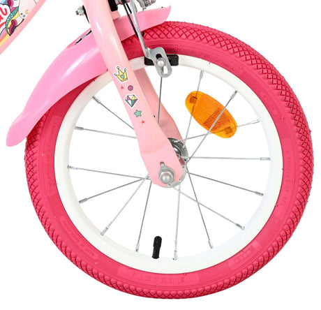 Volare enhjørning børnecykel - piger - 14 tommer - pink - to håndbremser