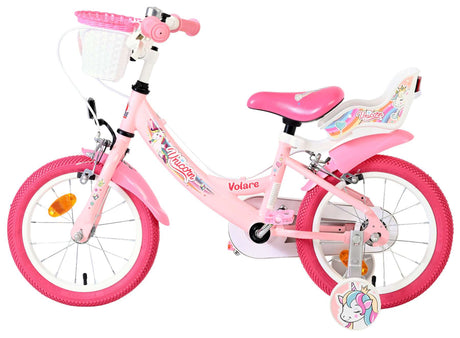 Volare enhjørning børnecykel - piger - 14 tommer - pink - to håndbremser