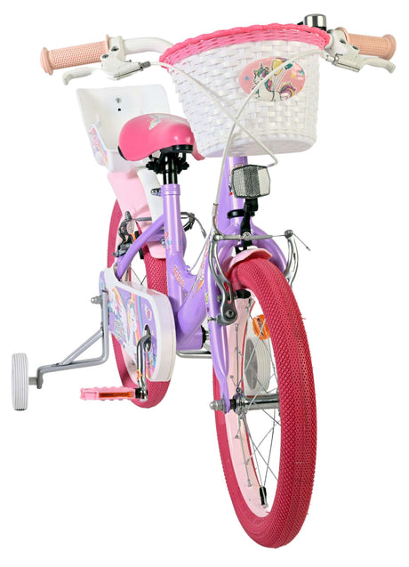 Volare enhjørning børnecykel - piger - 16 tommer - lilla - to håndbremser