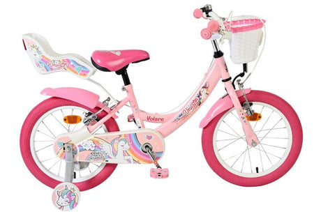 Volare enhjørning børnecykel - piger - 16 tommer - pink - to håndbremser