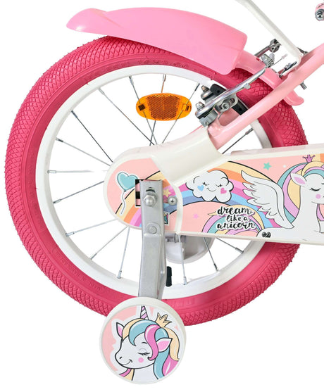 Volare enhjørning børnecykel - piger - 16 tommer - pink - to håndbremser
