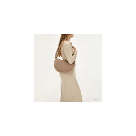 Beagles fluffy teddy moon taske skuldertaske 34x21x8cm lugo taupe