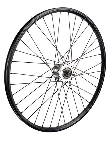 Baghjul 28 tommer 622 sort poleret rustfrit stål eger 8sp rullebremse