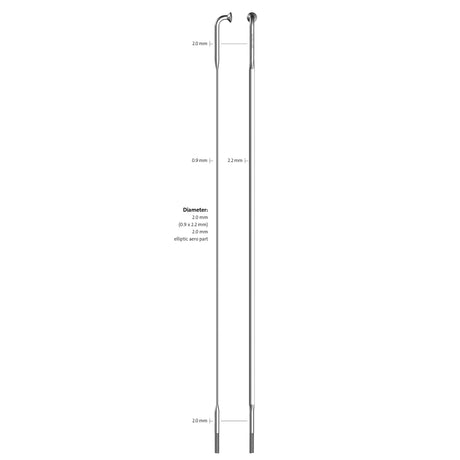Sapim Spaak 14-260 CX-Ray Flat Silver With Nipple (20st)