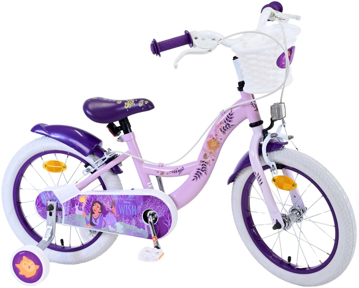 Wunsch Disney Wish børnecykel - piger - 16 tommer - lilla - to håndbremser