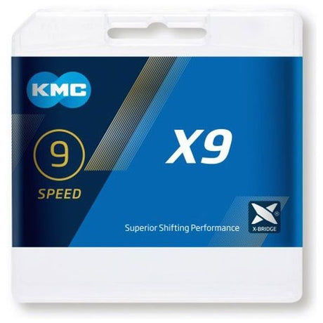 KMC X9 Grå cykelkæde, 114 links, 9-trins, grå
