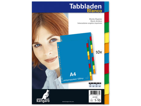 Farvede faner kangaro a410m pp a4 120 mikron 10 dele 23 hullers vindue