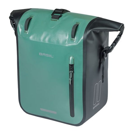 Basil enkelt cykeltaske rivo m presenning mik 12-15l 14 x 25 x 38 cm - grøn sort