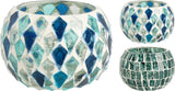 Home styling fyrfadsstage blå mosaik 9x9x6cm
