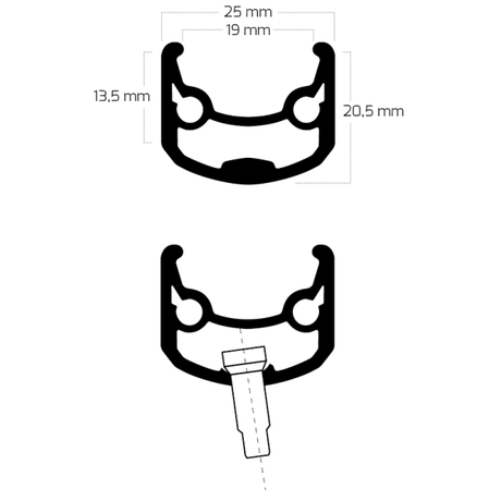 Ryde fælg andra 30 26 559 x 19c aluminium - 32 huller 14g - sort slebet