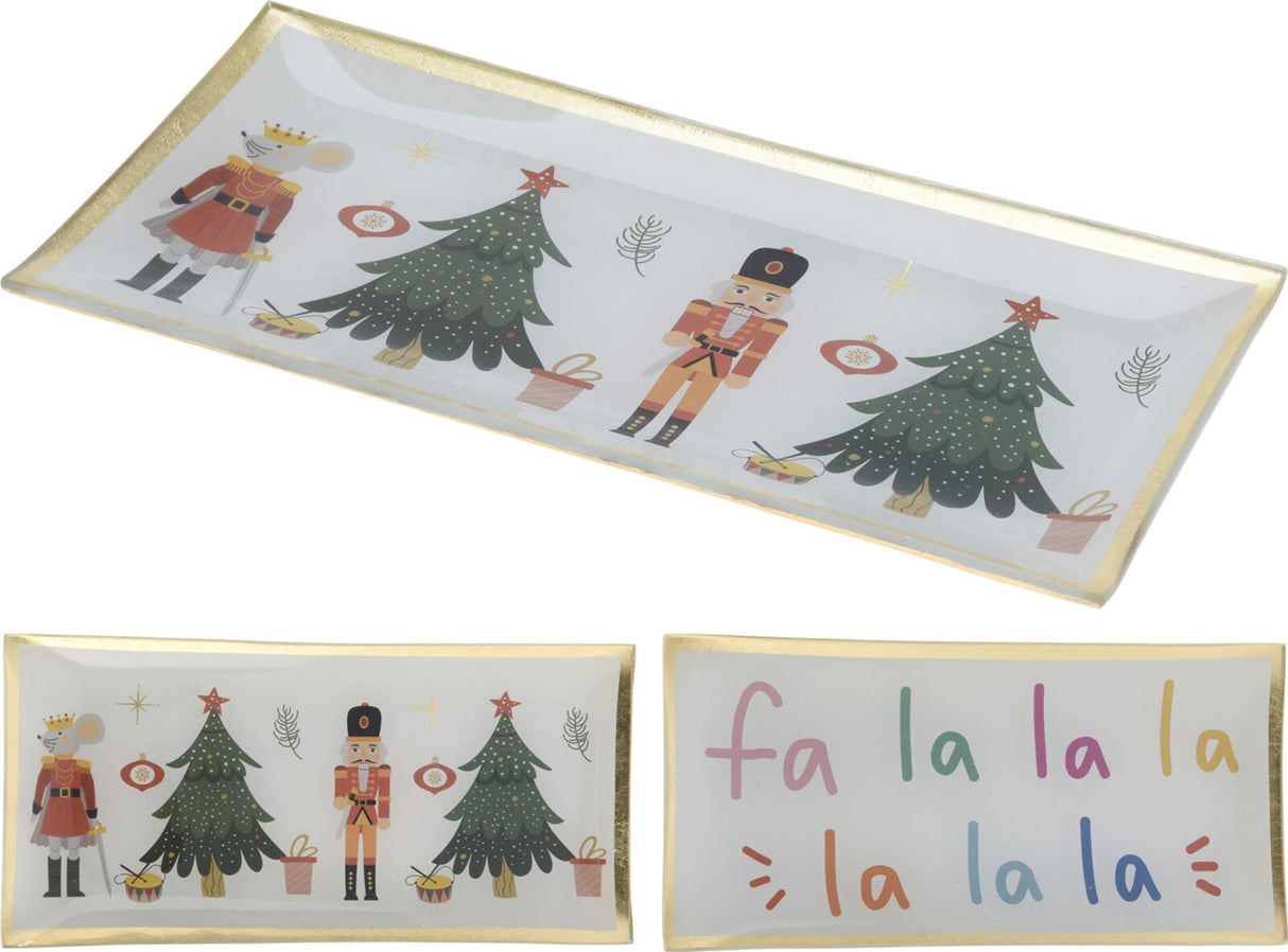 Home styling juleglasskilt 10x21cm med tekst eller scene med juletræer og nøddeknækker