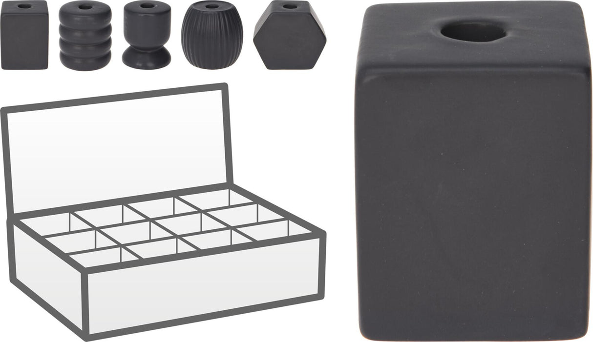 Home styling lysestage sort 5cm til minilys