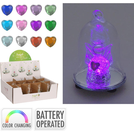 Home styling glasklokke med engel LED 8cm
