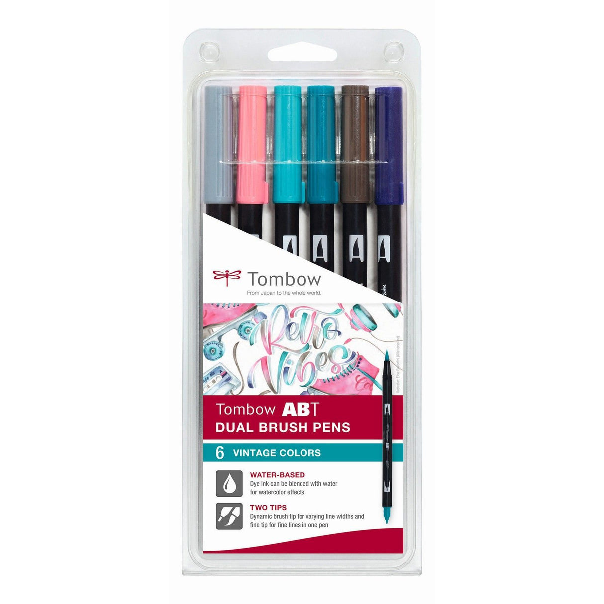 Tombow • abt dual brush pen sæt vintage farver 6 stk