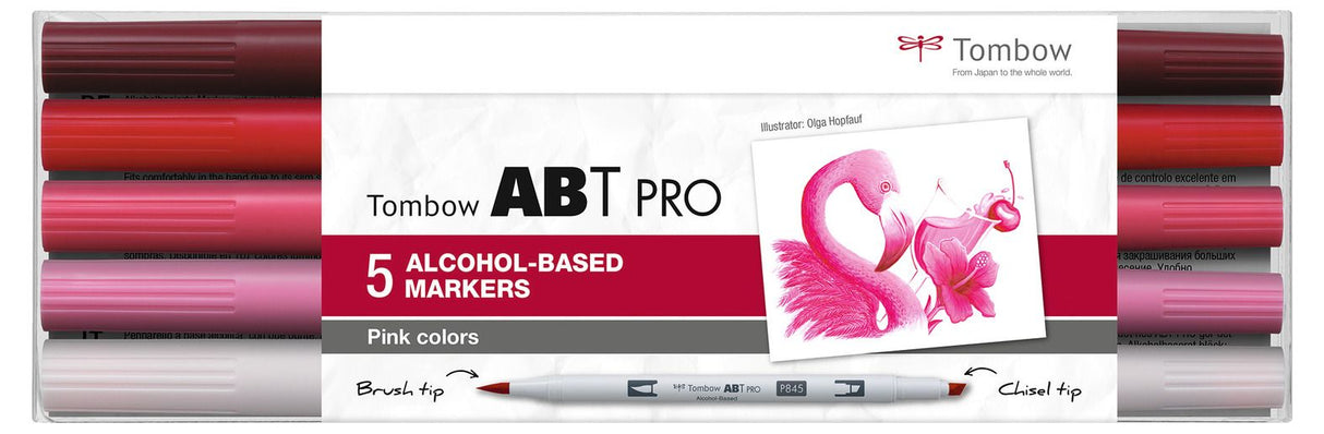 Tombow • abt pro markør sæt på alkoholbase pink farver 5 stk