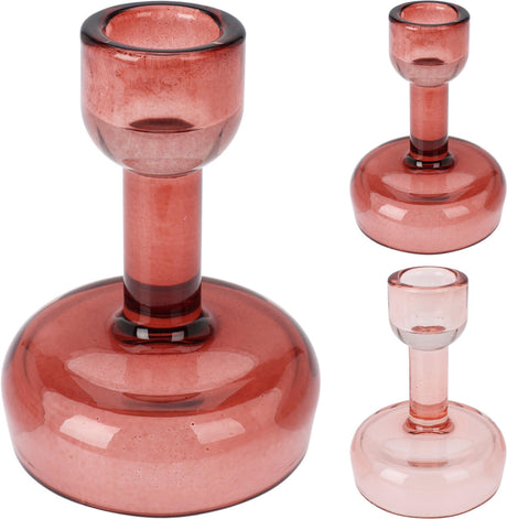 Home styling kandelaar glas 7x10cm omkeerbaar voor waxinelicht of dinerkaars