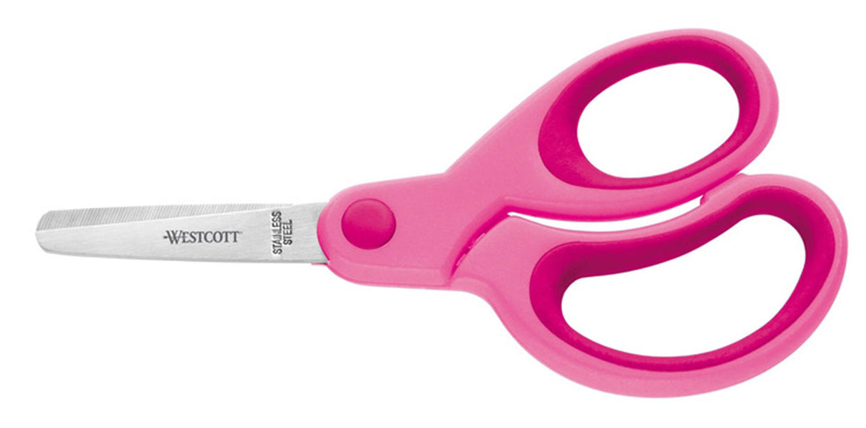 Westcott saks børn 13cm blødt greb rund spids pink