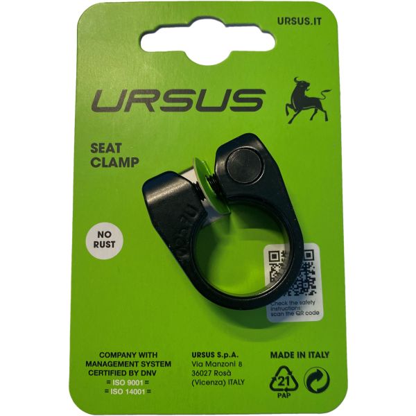 Ursus sadelpindsklemme ø25,7 mm aluminium - sort