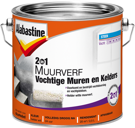 Alabastine 2in1 muurverf vocht m k | 2,5l - 5096050