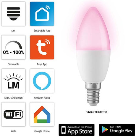 Alecto smartlight30 smart LED farvelampe med Wi-Fi - smartlight30