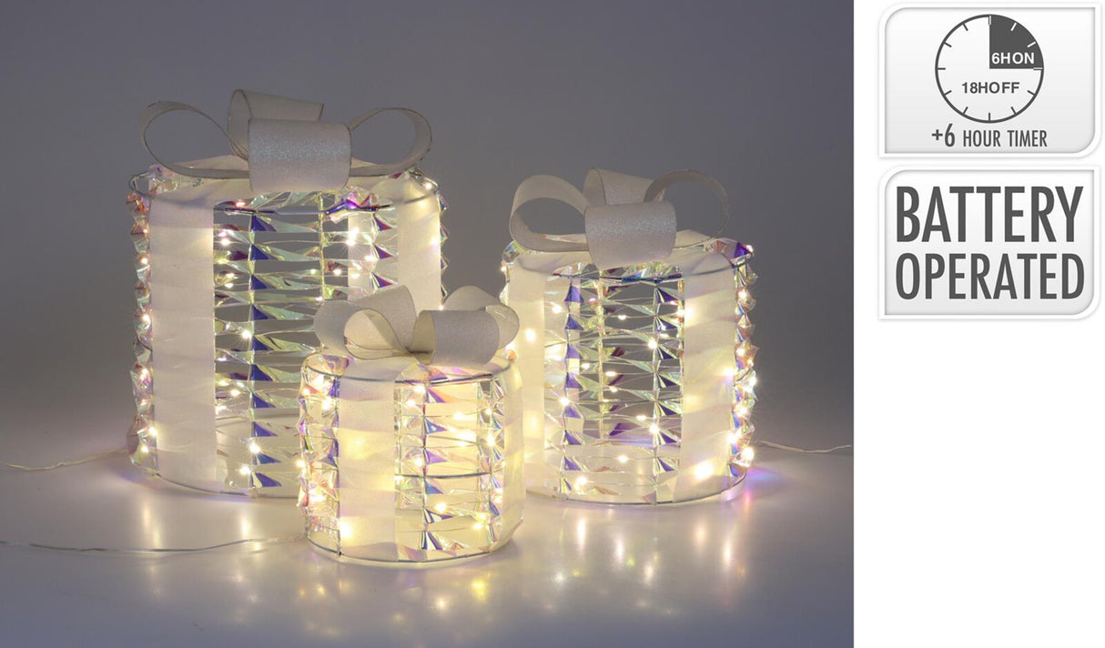 Home styling cadeau 30cm set a 3 stuks irriserend led werkt op batterij ( niet inbegrepen )
