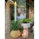Cosydecor lysestage ananas polystone 12x12x18cm gulgrøn