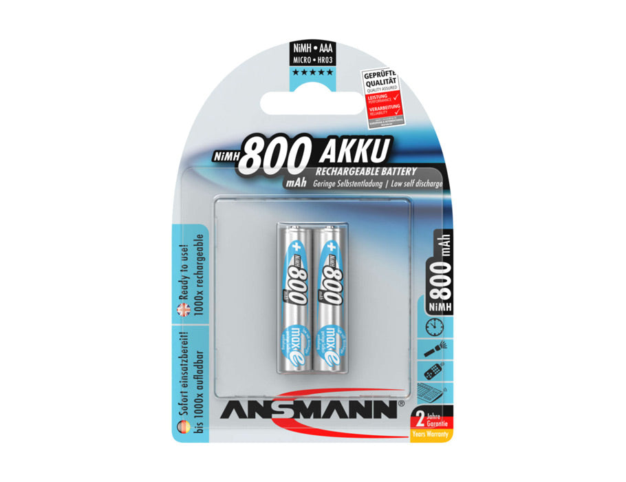 Ansmann batterier nimh batteri micro aaa 800 mah - 2 stk