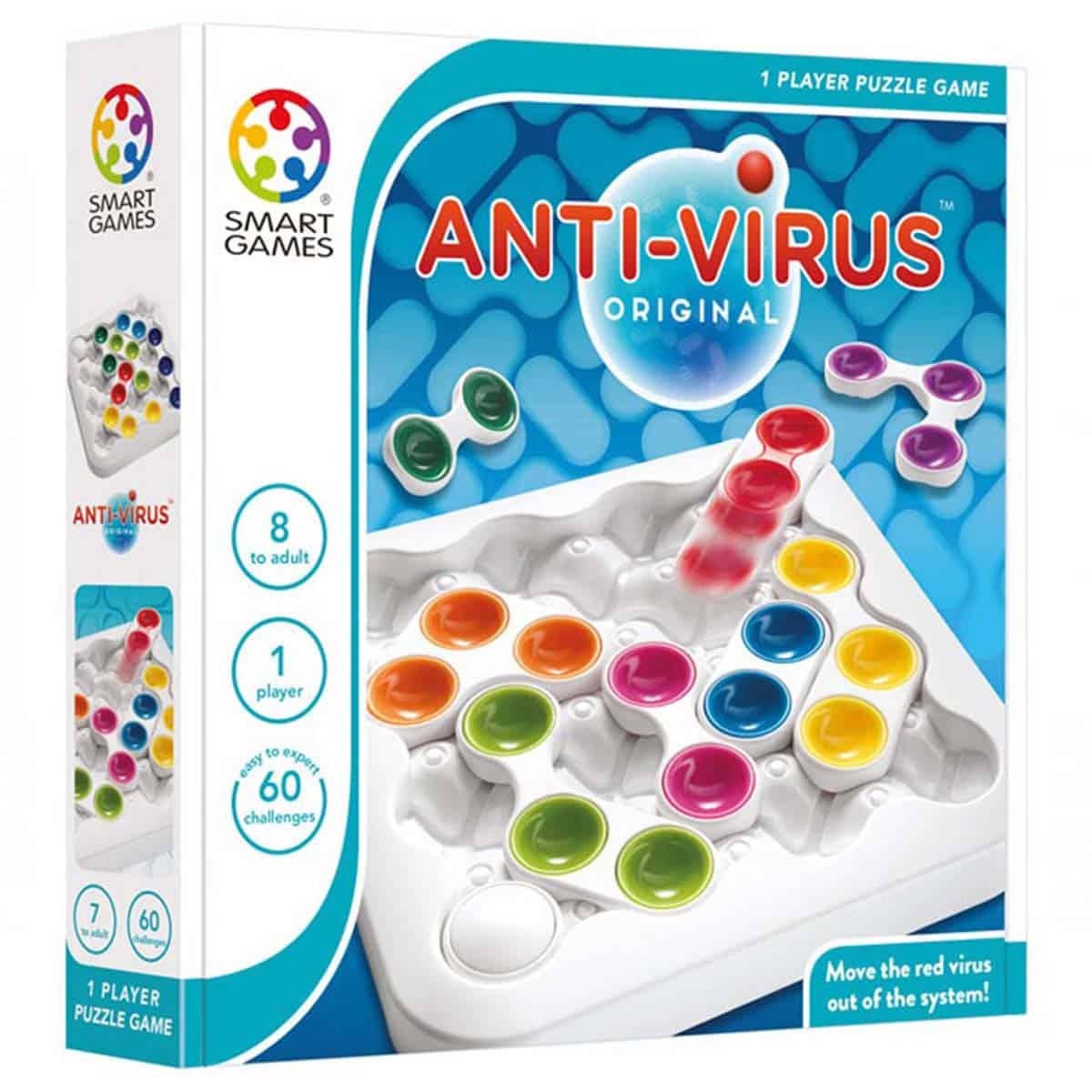 Smartgames anti-virus original - glidende puslespil tænkespil - 60 pædagogiske logiske udfordringer - solo spil - fra 7 år