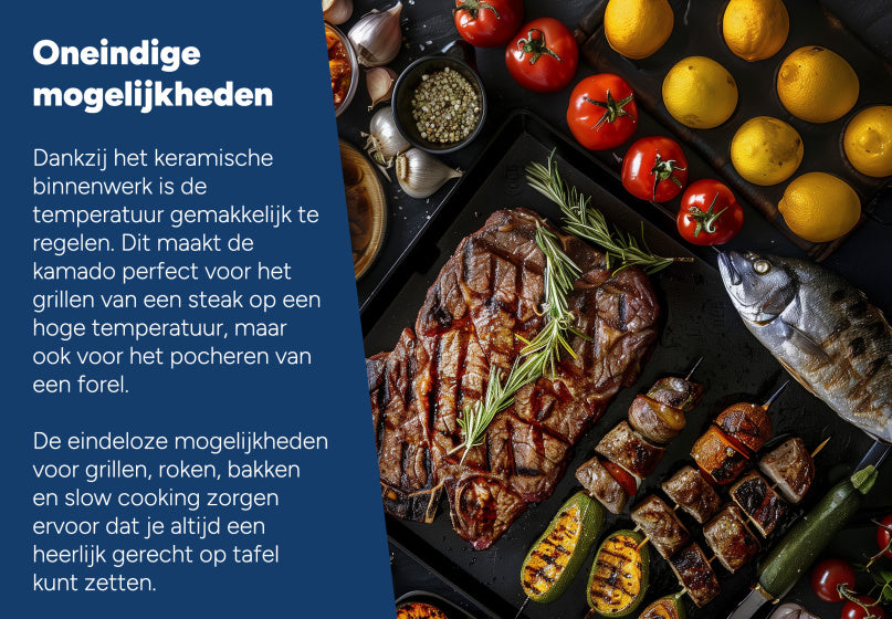 Arbaer kamado stor Ø 21 tommer med ramme keramisk sort