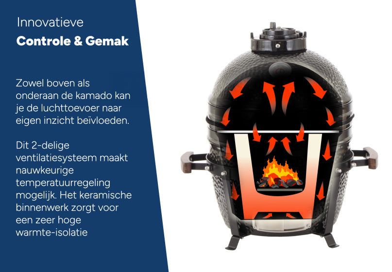 Arbaer kamado medium Ø 16 tommer med ramme keramisk sort
