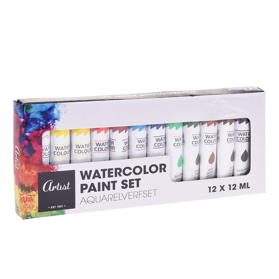 Kunstner akvarel maling sæt 12ml 12 stk